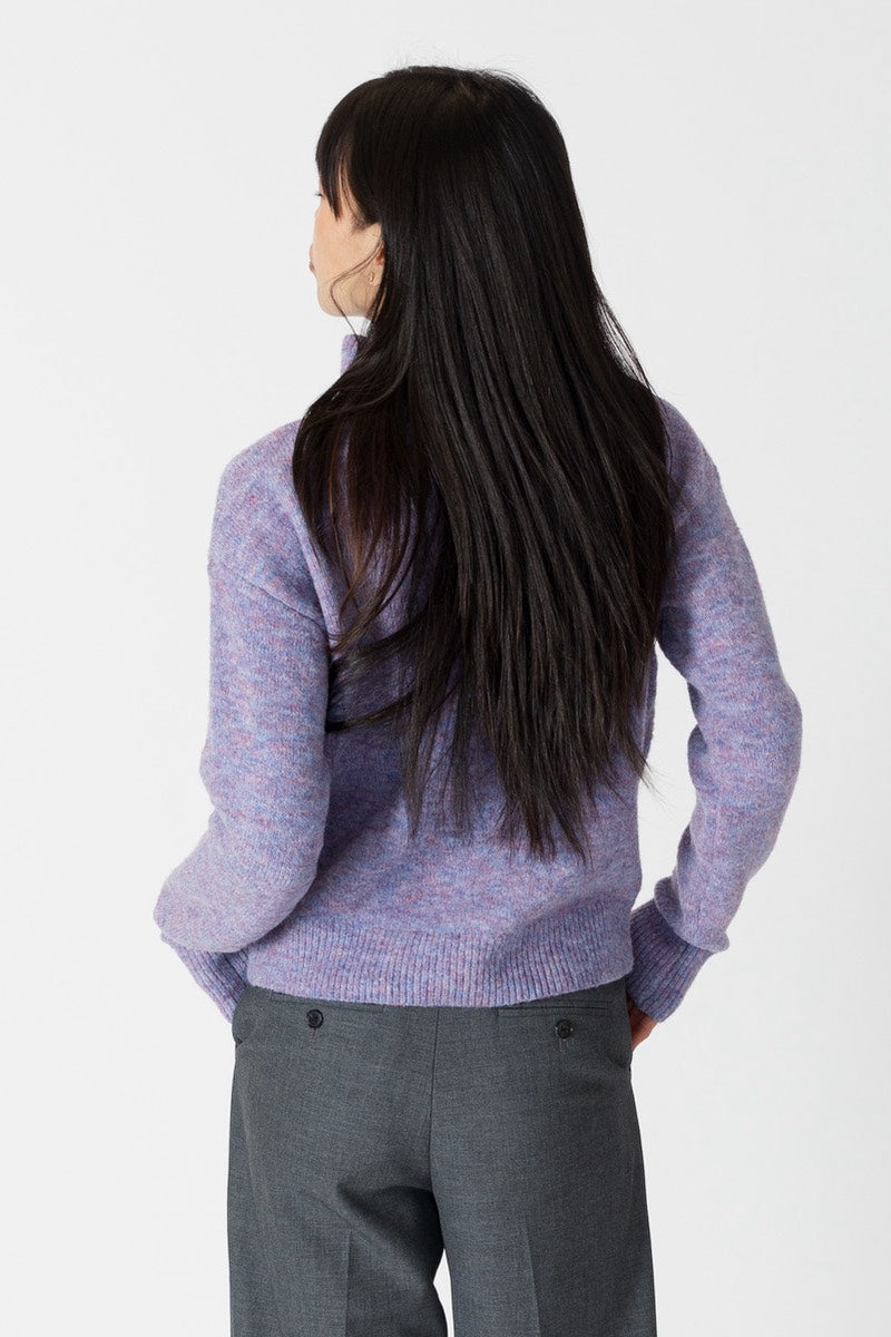 Lyla & Luxe - Mabel Lightweight Mock Neck Sweater in Purple/Blue