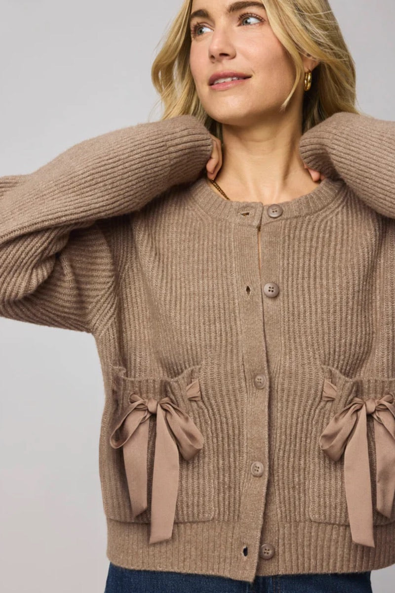 Splendid - Stassi Satin Tie Cardigan in Macchiato Heather