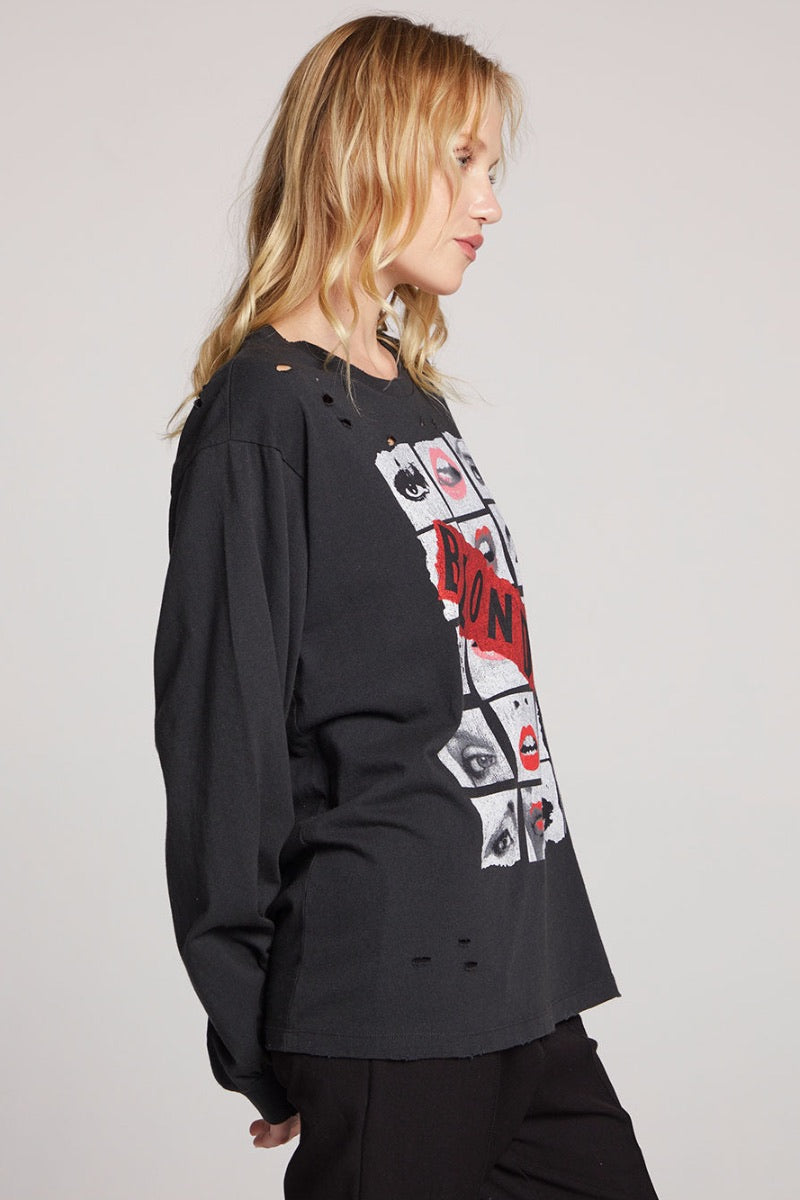 Chaser - Blondie-Tracks Across America L/S Tee in Licorce