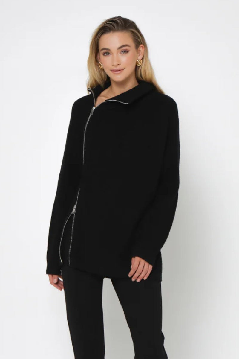 Madison - Reuben Zip Jumper in Black