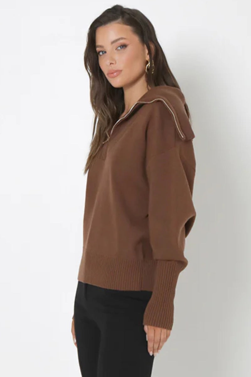 Madison - Fletcher Knit Pullover in Chocolate Brown