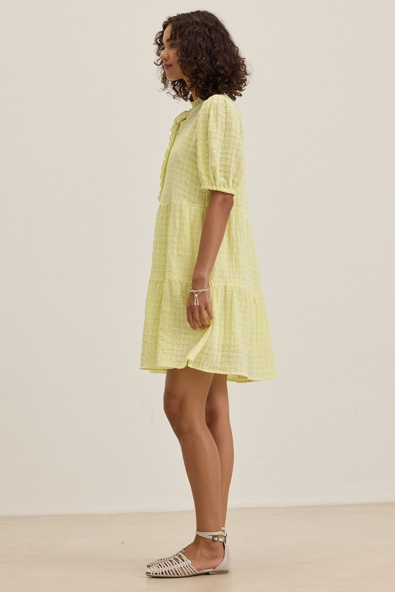 Velvet - Hilson Textured Gauze Dress in Lemon