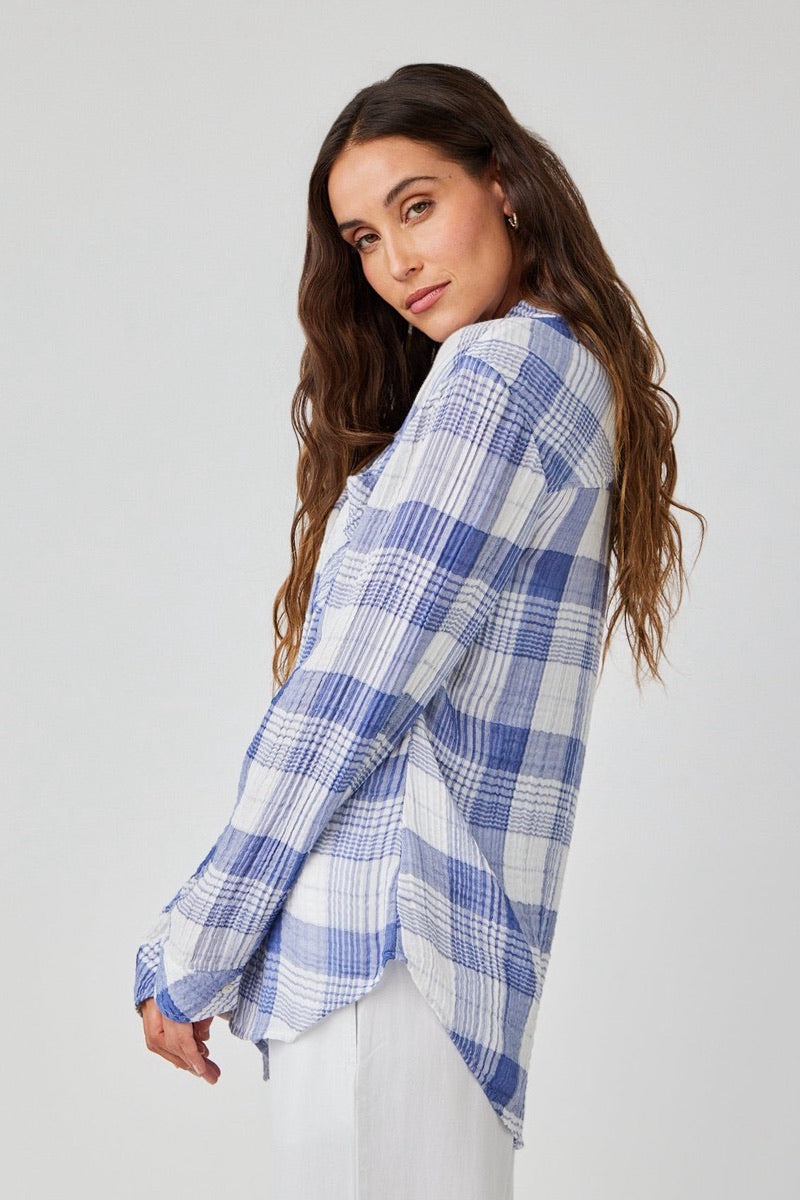 Bella Dahl - Oversized Pocket Shirt in Pacific Blue Plaid