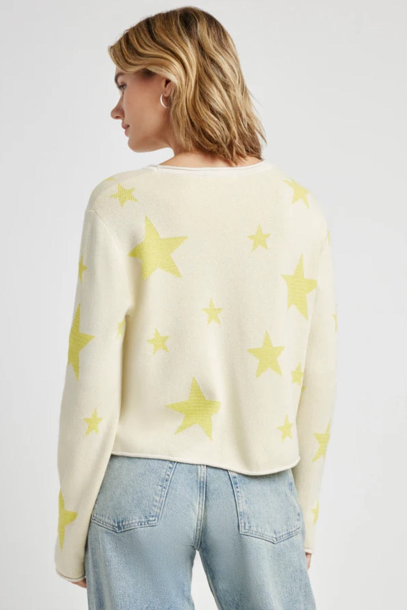 Splendid - Stevie Star Sweater Moonstone/Chartreuse