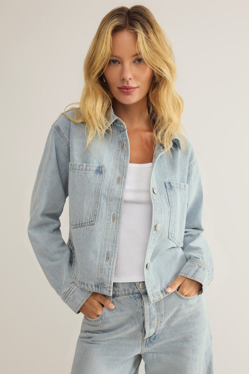 Z Supply - All Day Cropped Denim Jacket in Faded Indigo