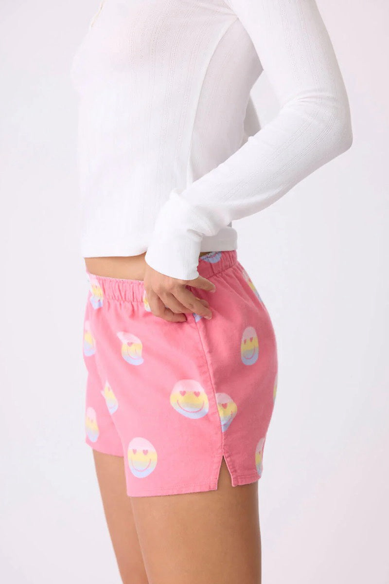 PJ Salvage - Short en flanelle Keep On Smiling en rose vif