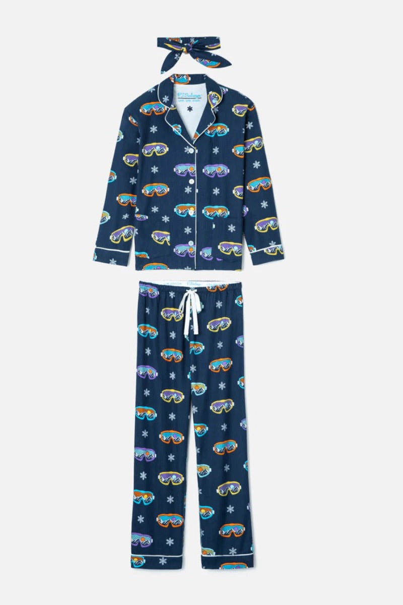 PJ Salvage -  Flannel Set in Navy / Ski Goggles