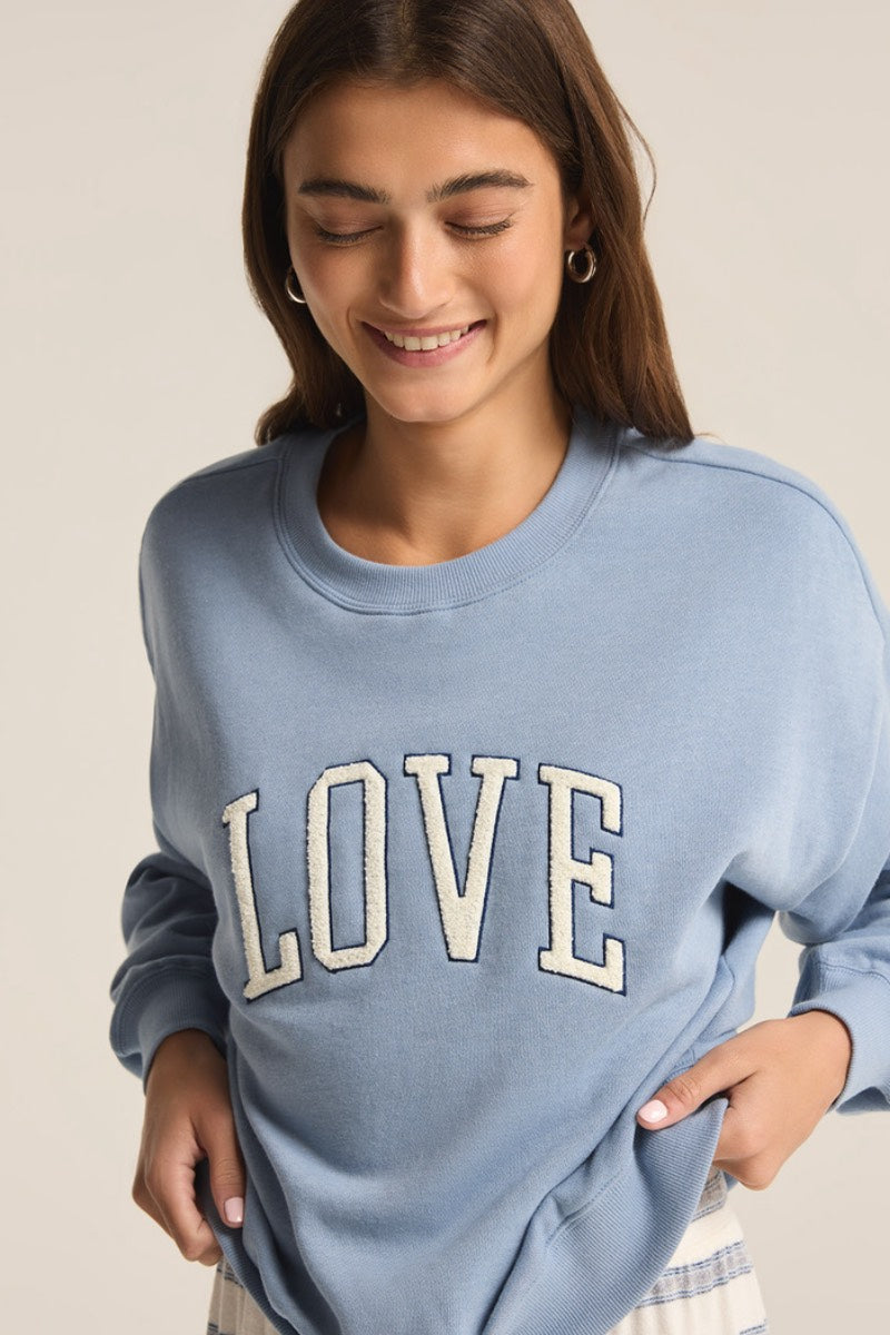 Z Supply - Sweat-shirt Love en denim clair