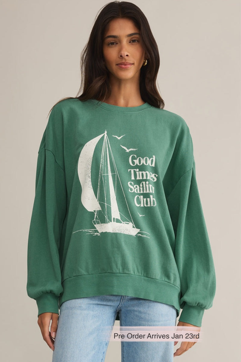 Z Supply - Sail Away Sunday Sweatshirt in Botanical Green