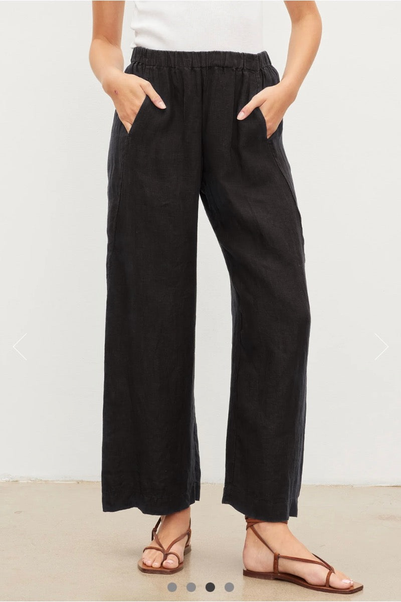 Velvet - Lola Linen Pants in Black