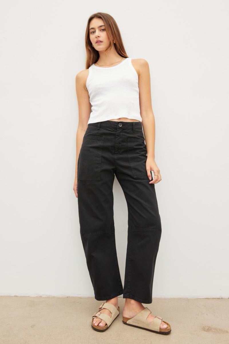 Pantalon en velours Brylie en noir vintage