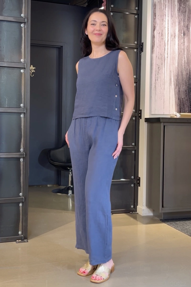 Pistache - Linen Pant in Deep Sea Blue