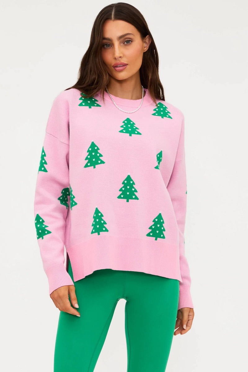 Beach Riot - Callie Sweater in Pink Christmas