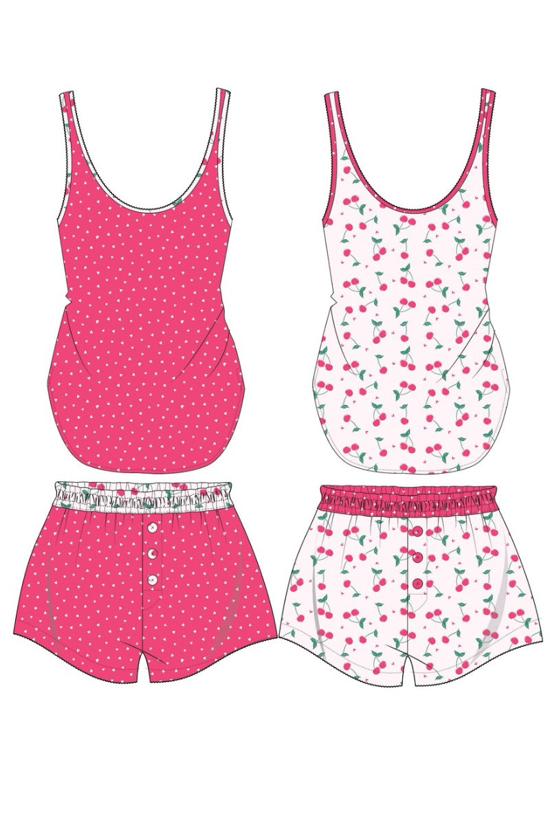 PJ Salvage -  Mix and Match Sleep Set in Ruby Red