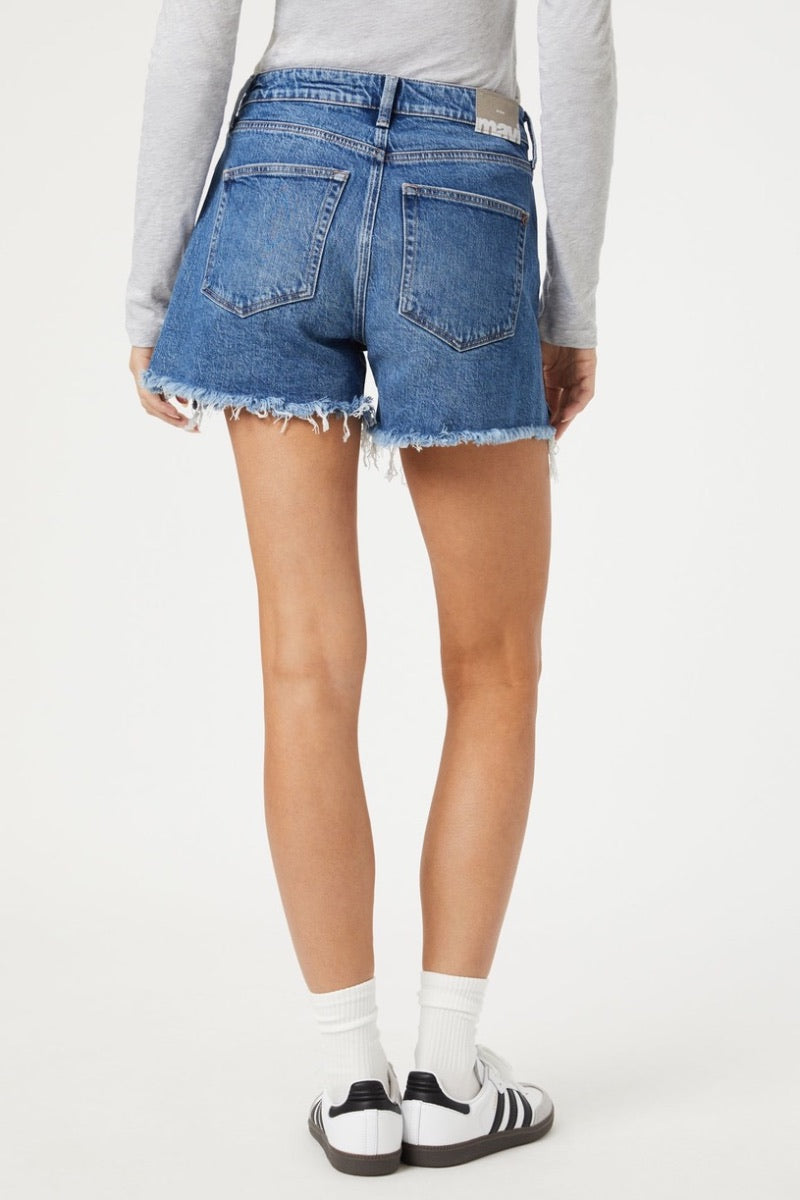 Mavi - Heidi Straight Leg High Rise Brushed Recycled Blue Shorts