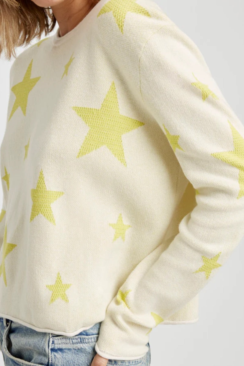 Splendid - Stevie Star Sweater Moonstone/Chartreuse