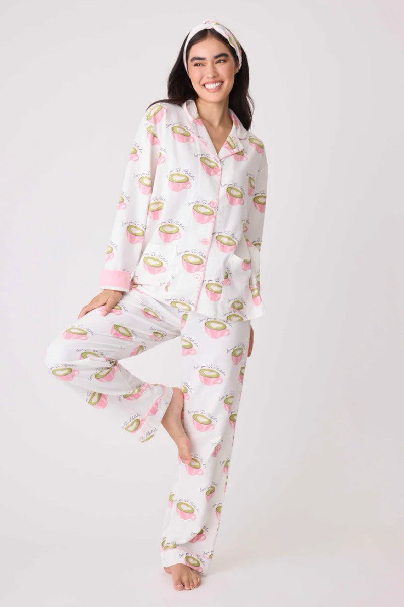 PJ Salvage -  Flannel PJ Set in White Linen