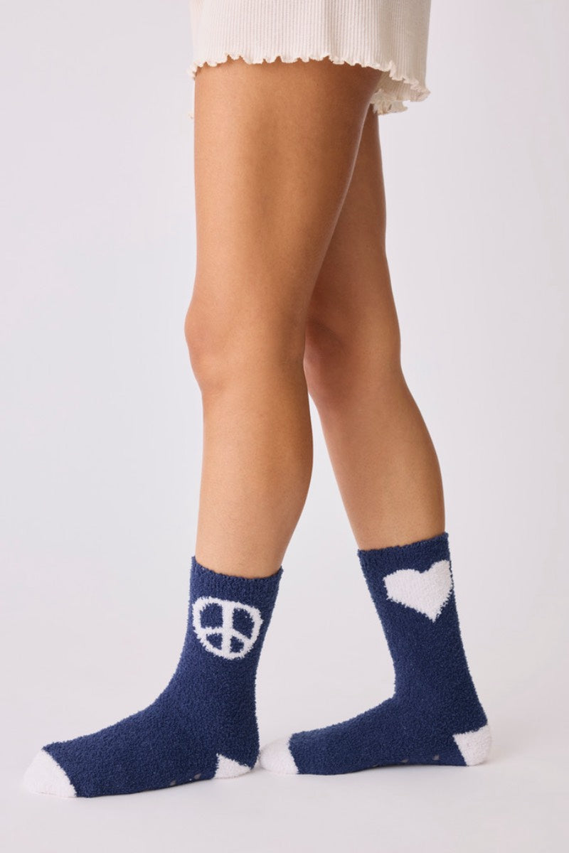 PJ Salvage - Chaussettes Cozy Peace Fun en bleu marine