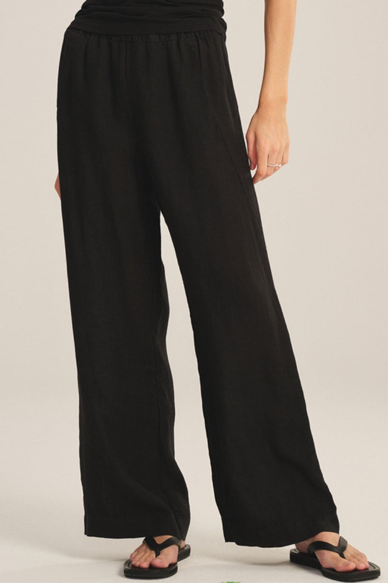Velvet - Lola Woven Linen Pants in Black