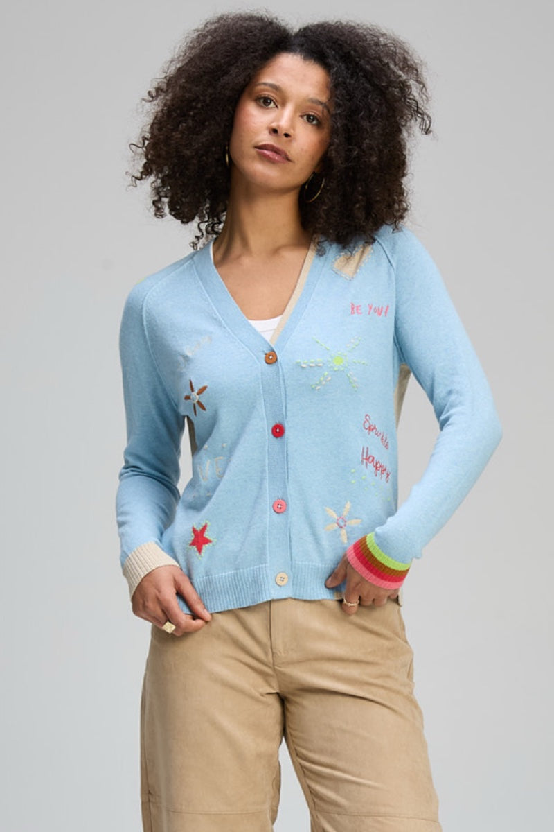 Zaket & Plover - Good Vibes Only Cardi in Sky