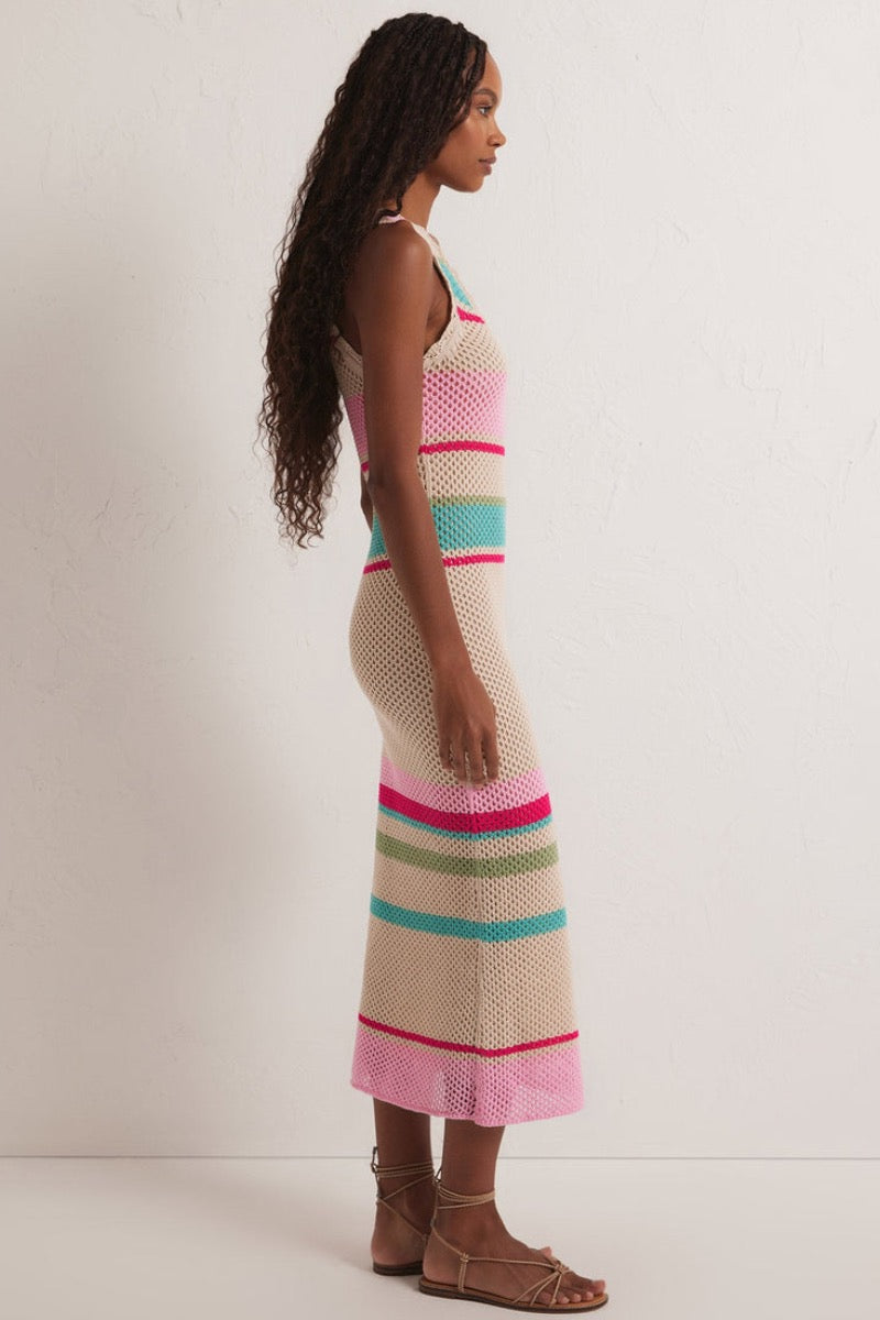Z Supply - Ibiza Stripe Crochet Sweater Dress in Natural