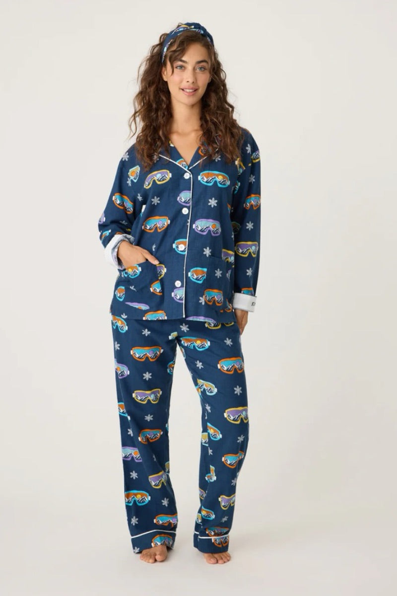 PJ Salvage -  Flannel Set in Navy / Ski Goggles