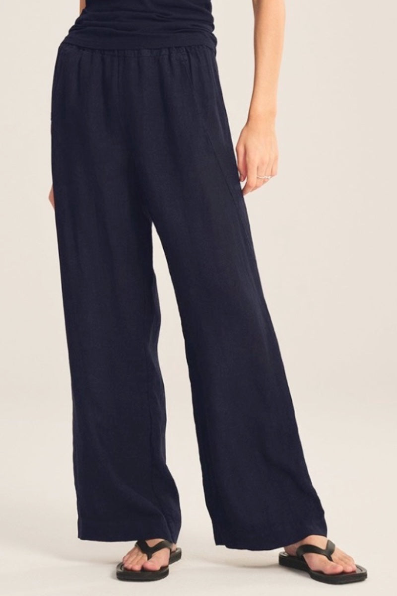 Velvet - Lola Woven Linen Pants in Shadow
