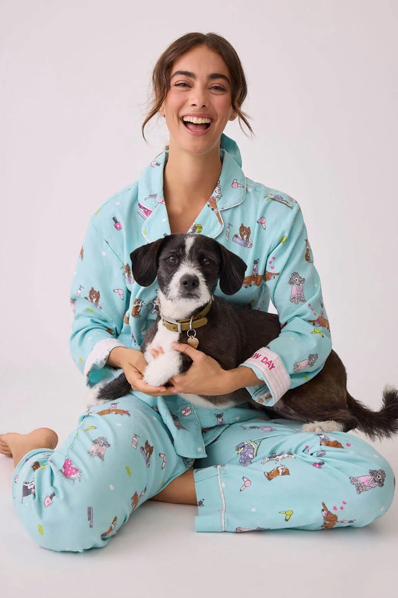 PJ Salvage-  Spaw Day Flannel PJ Set in Mint