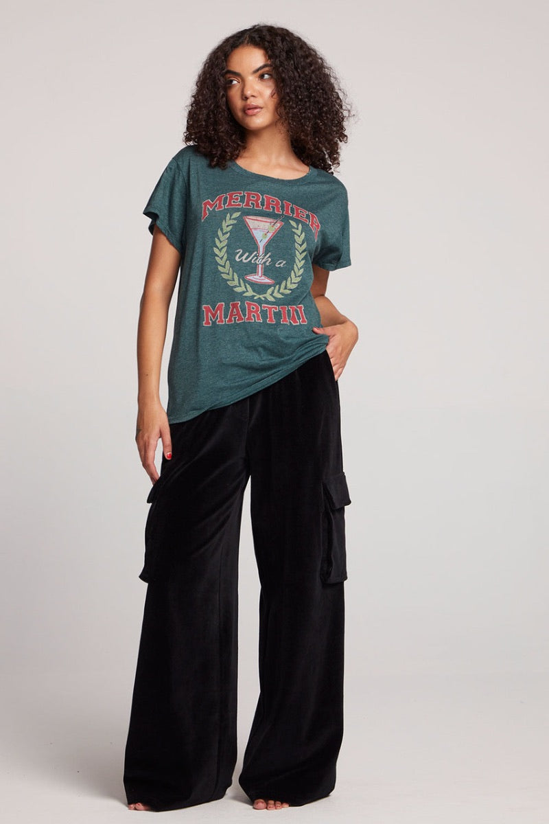 Chaser - Merrier With Martini Tee in Pine Green