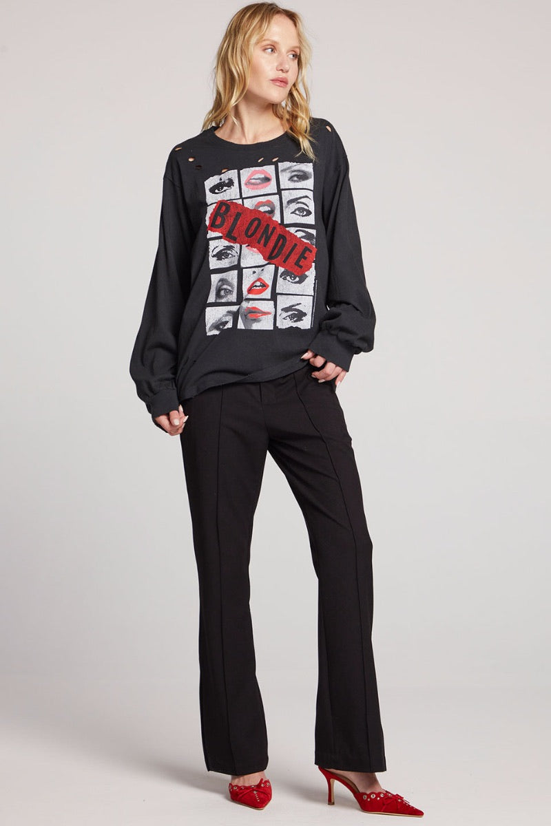 Chaser - Blondie-Tracks Across America L/S Tee in Licorce