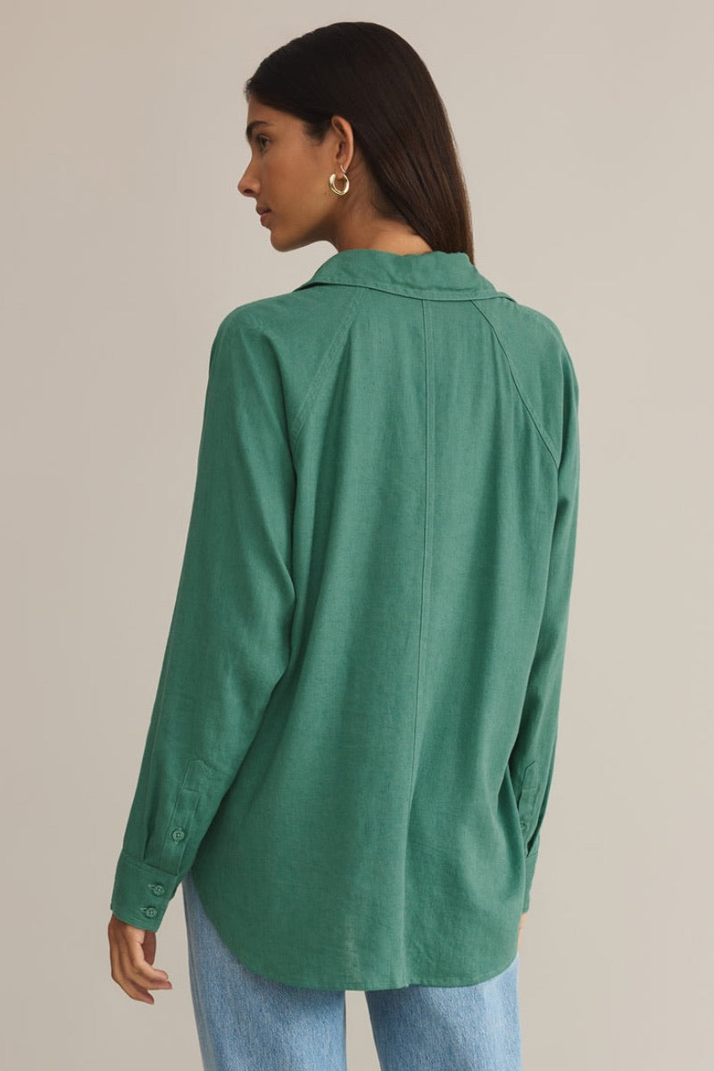 Z Supply - Perfect Linen Top in Botanical Green