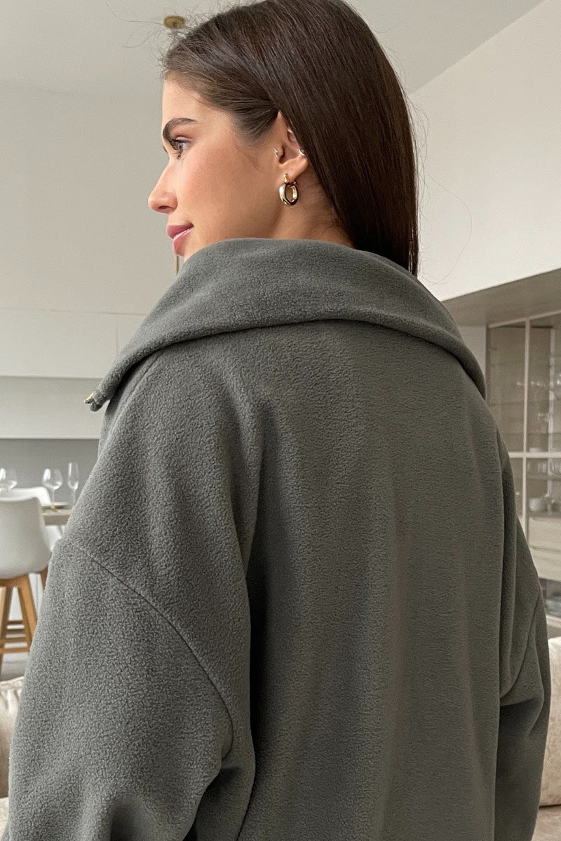 Charli - Pull Sophie à demi-zip en gris