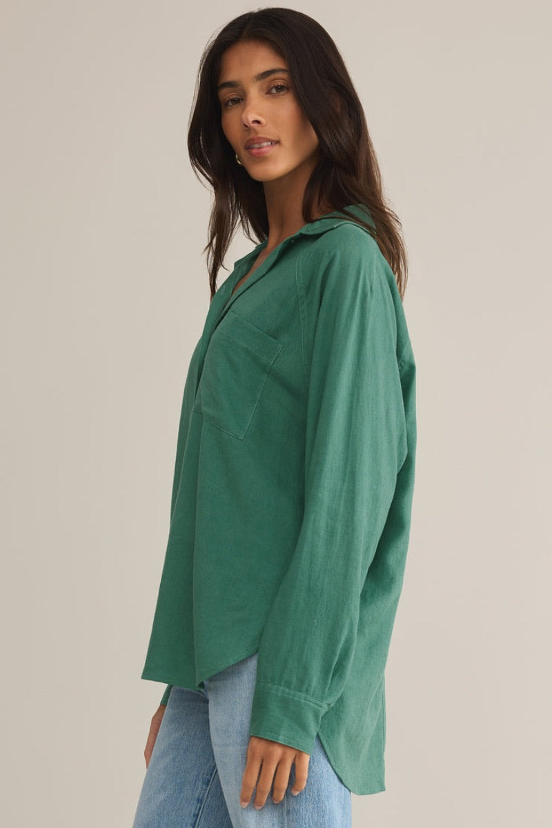 Z Supply - Perfect Linen Top in Botanical Green