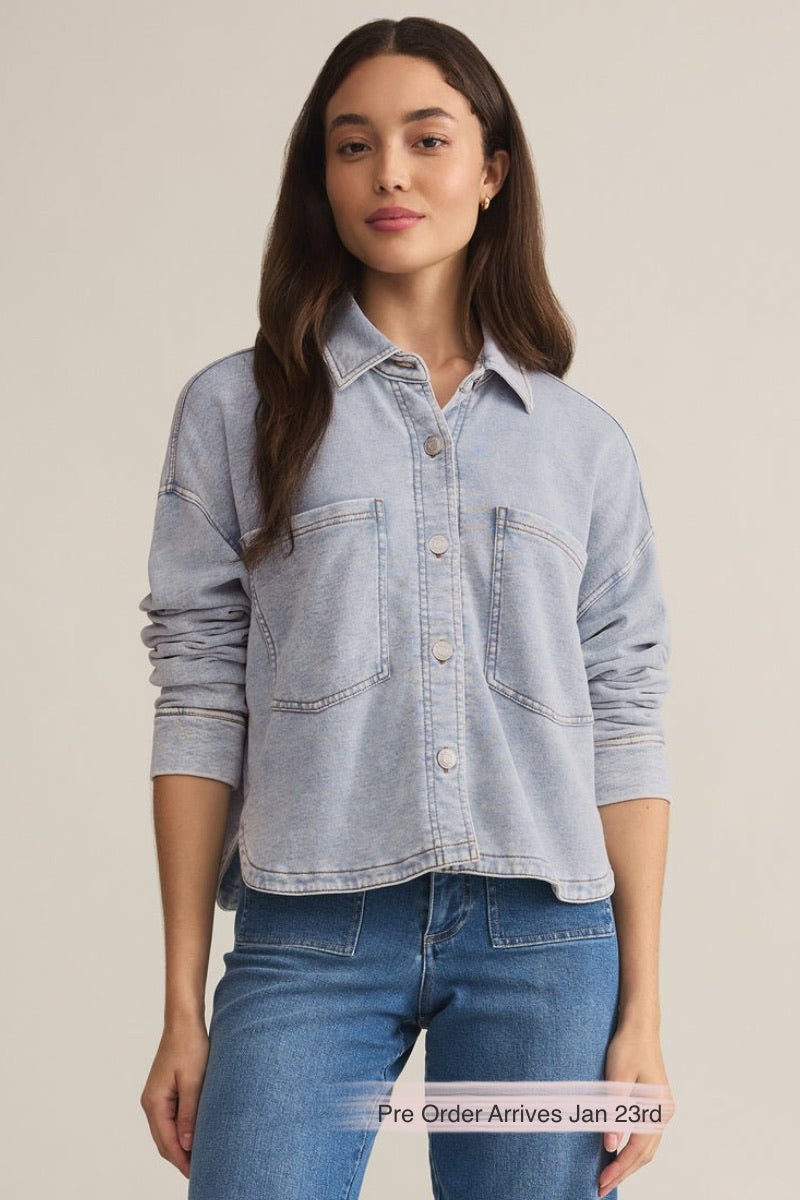 Z Supply - All Day Cropped Knit Jacket in Wash Indigo