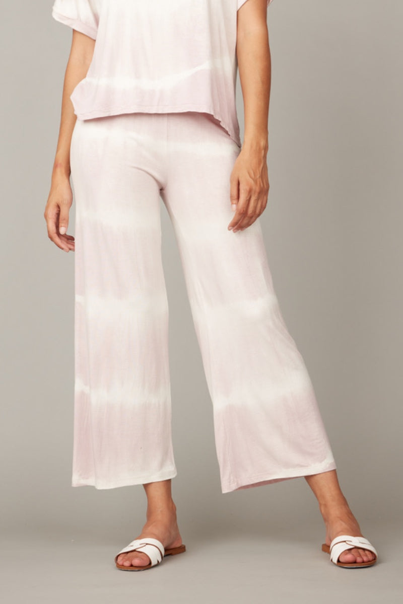 Pistache - Tie Dye Cropped Pants in Pale Pink