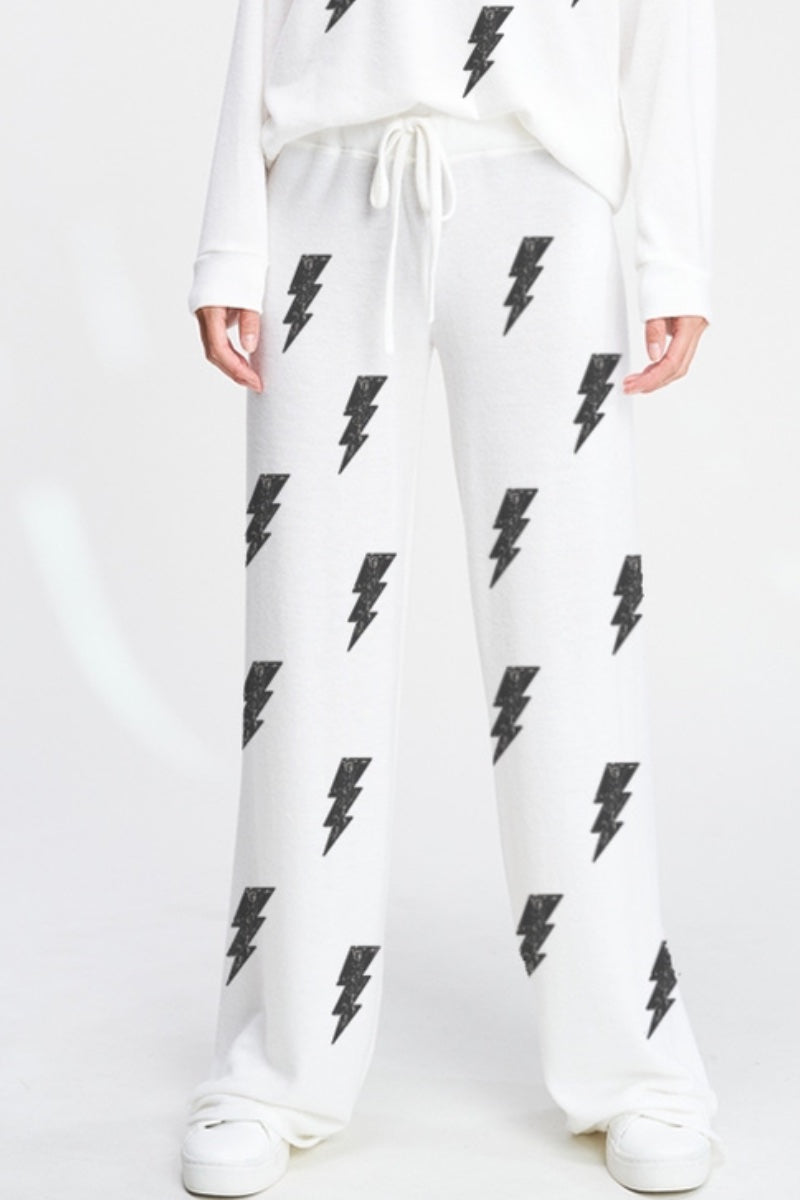 Pol - Lightning Bolts Pant in Off White