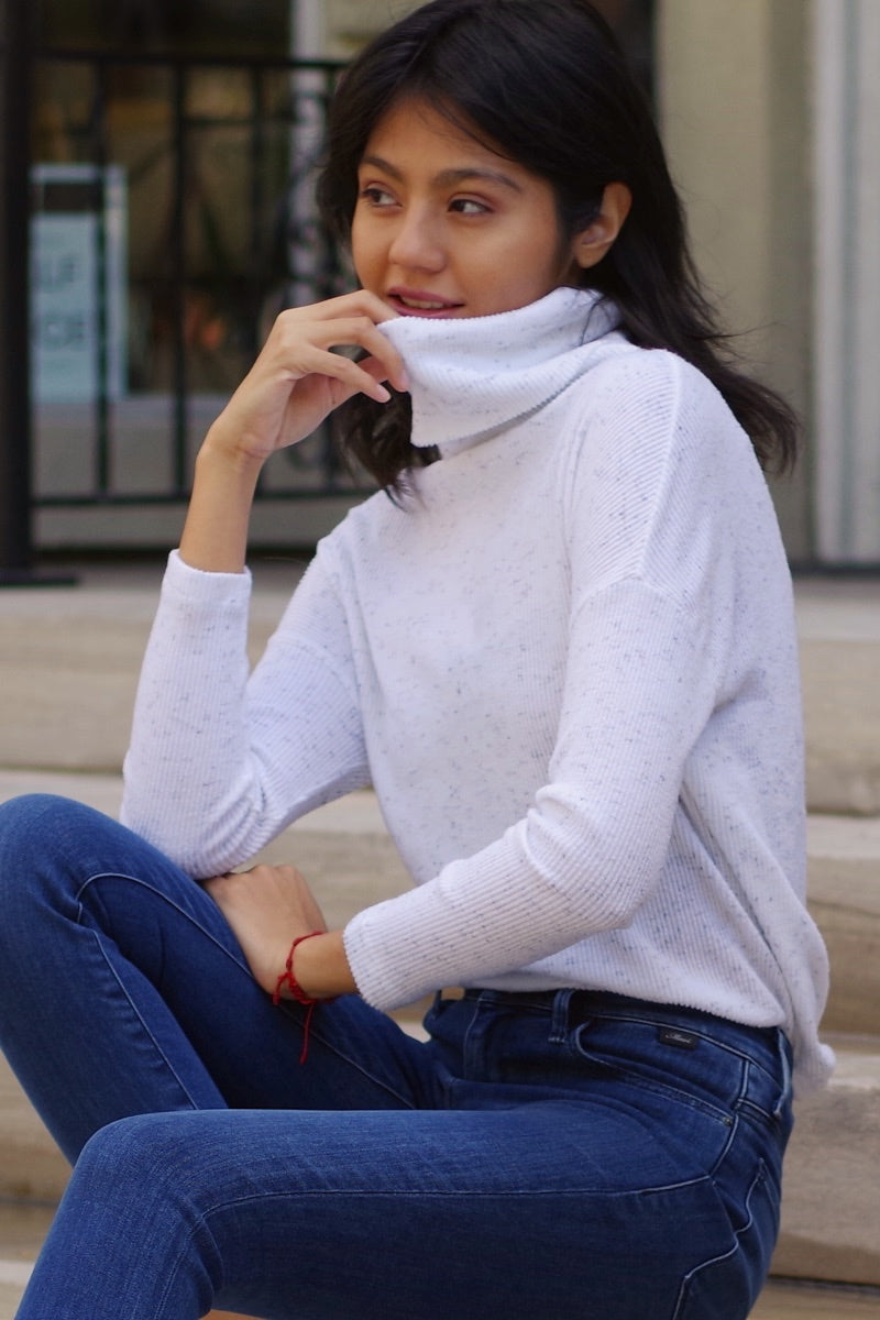 Dylan - Cowl Neck in Speckled White