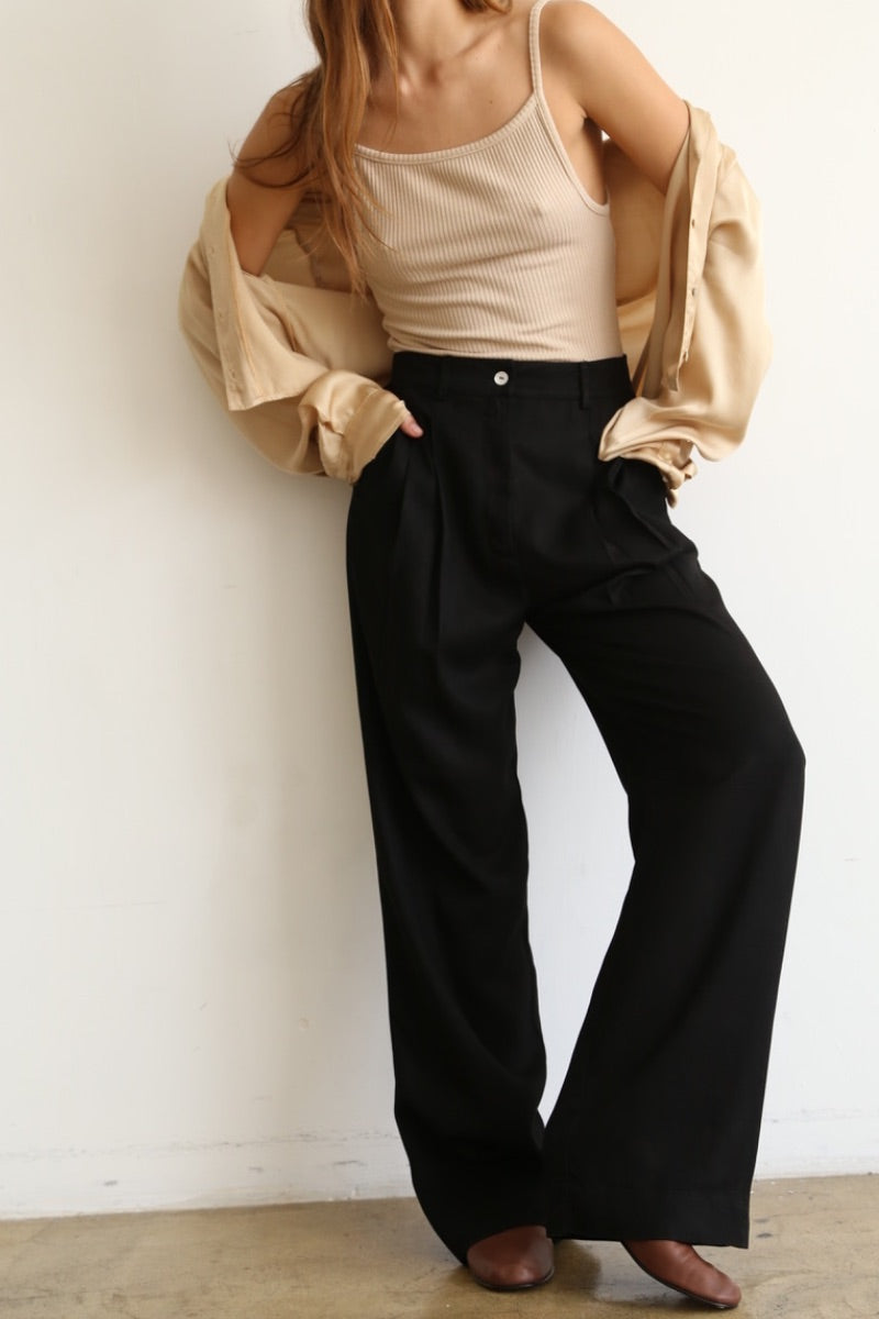 Donni - Pleated Trousers in Black in Jet