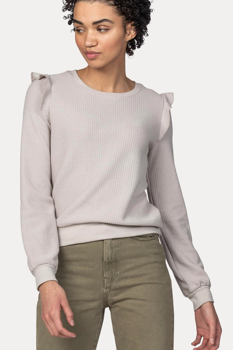 Lilla P - Ruffle Sleeve Sweatshirt  in Opal