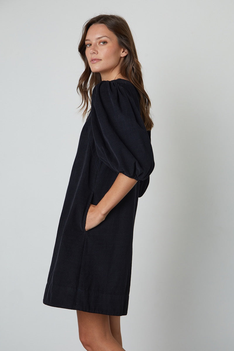 Velvet - Eliah Cordoroy Dress in Black