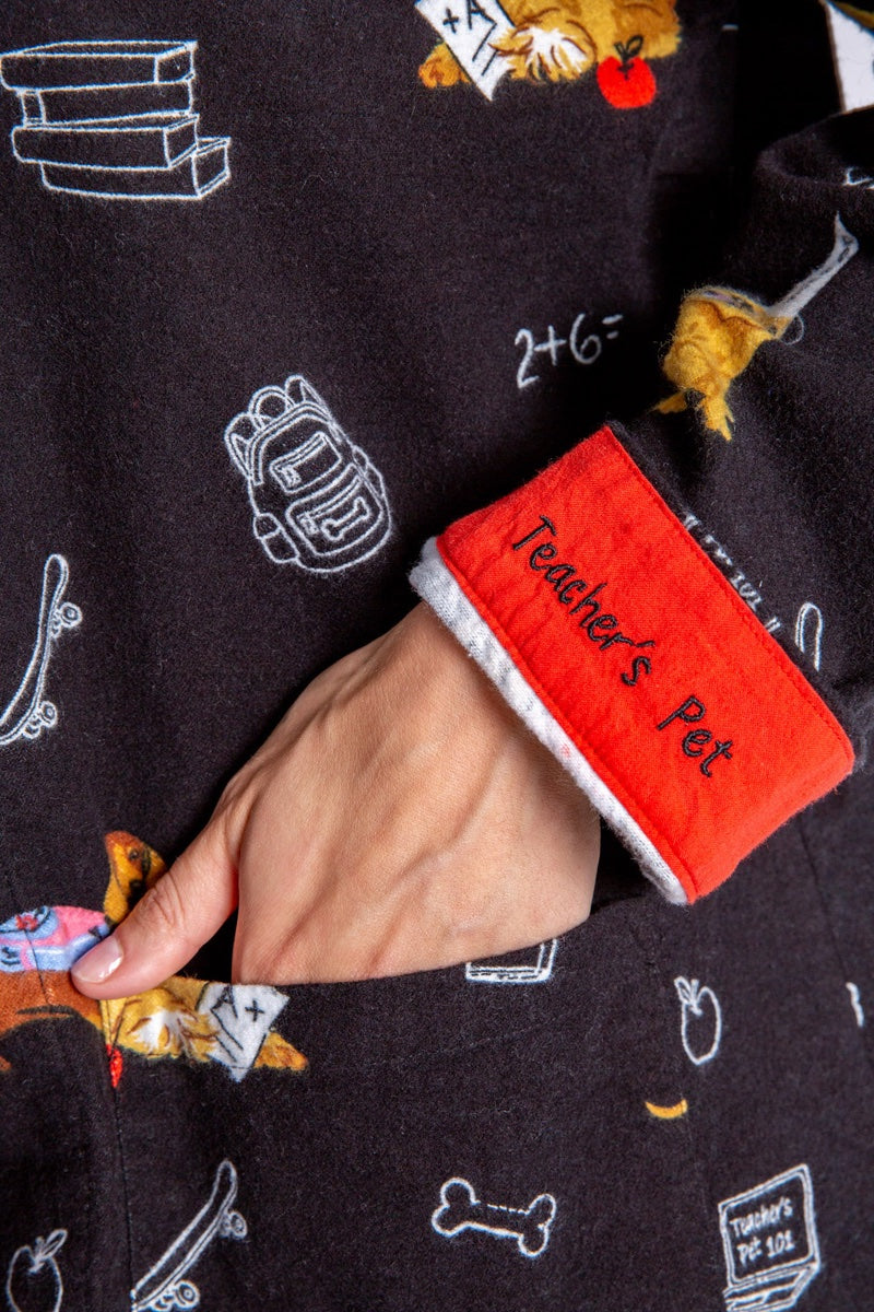 PJ Salvage-  Flannels Teachers Dog Set in Slate