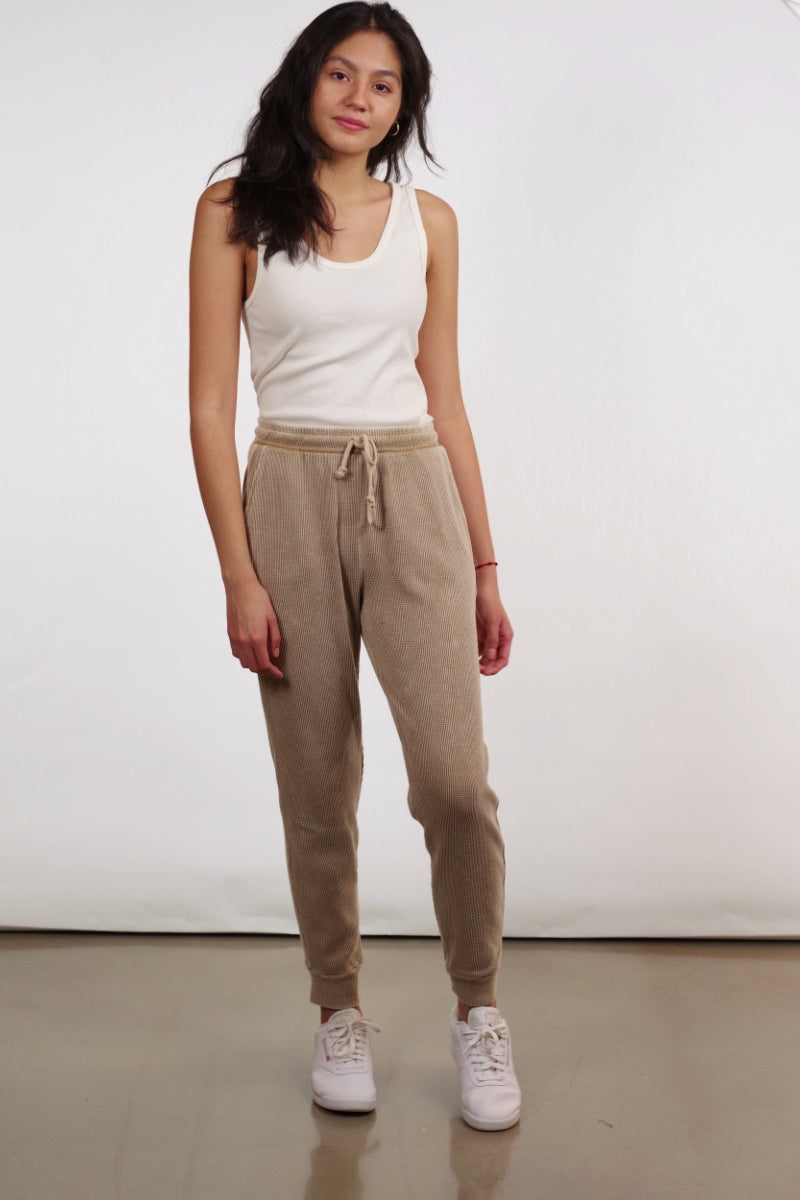 MBY6 - Anne Joggers in Tan Acid Wash