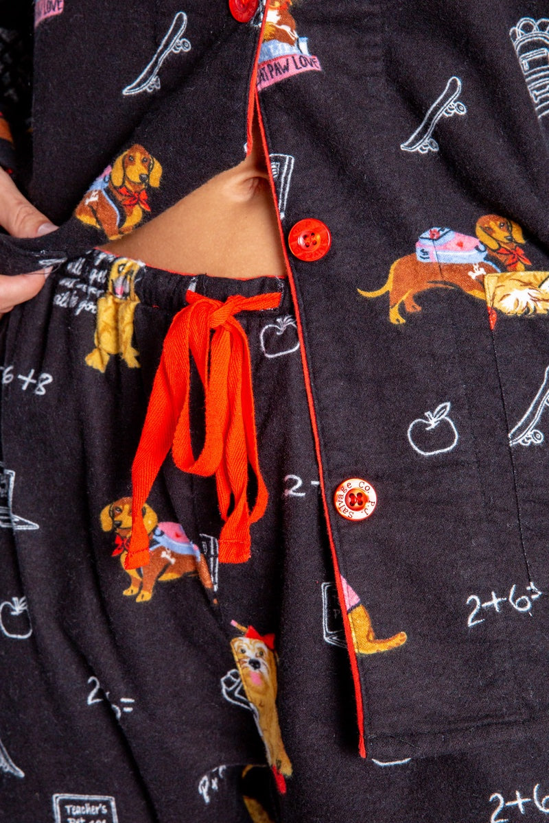 PJ Salvage-  Flannels Teachers Dog Set in Slate
