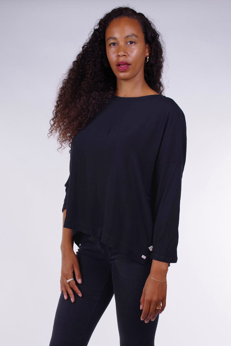 Fil Noir - 3/4 Sleeve Top In Black